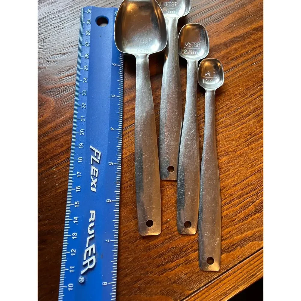 Vintage Foley stainless steel measuring spoons set-4 retro kitchen gadgets